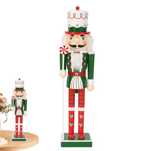 Weihnachts-Nussknacker aus Holz, Nussknacker-Dekoration aus Holz - Weihnachts-Holzfigur Nussknacker-Statue,Desktop-Skulptur für drinnen und draußen, stehende Figuren für Kamin, Bücherregal von Generic