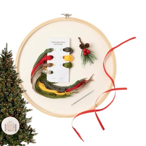 Weihnachts-Stickset – Weihnachtsschmuck Mit Faden Und Stickrahmen, 25-Tage-Countdown | Handgefertigte Schneebedeckte Hausstickerei, Perfekt Für Erwachsene Anfänger Zu Weihnachten von Generic