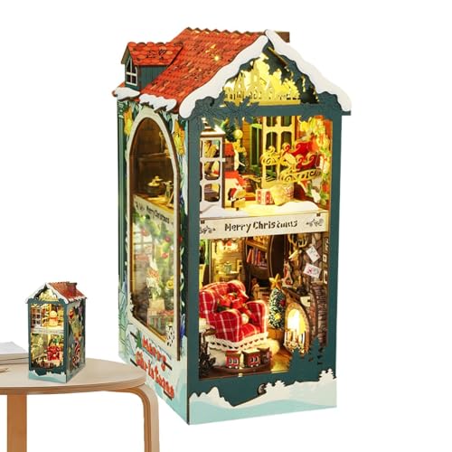 Weihnachts-Thema Buchecken - Weihnachts-Miniatur-Hausbau-Set, Weihnachtsbuchständer, Bücherregal, montiertes Bücherhaus, dreidimensionales Bücherregal für Jugendliche u von Generic