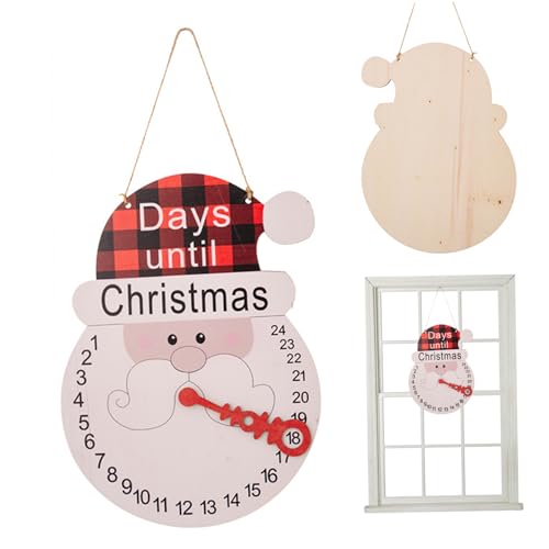 Weihnachtsab Adventskalender 2024 Holz Weihnachtsfest -Schild 8.6x11.4 Zoll Hanging Santa Claus Adventskalender für Weihnachtsdekorationen, Wohnungsdekoration von Generic