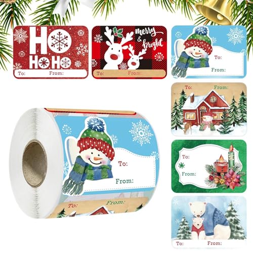 Weihnachtsaufkleber Etiketten, selbstklebende Weihnachtsanhänger - Vista gedruckt 250 Stück Weihnachtsaufkleber Etiketten Dekoration | Kleberückseite Design Weihnachten Sticky Sticker für Weihnachten von Generic