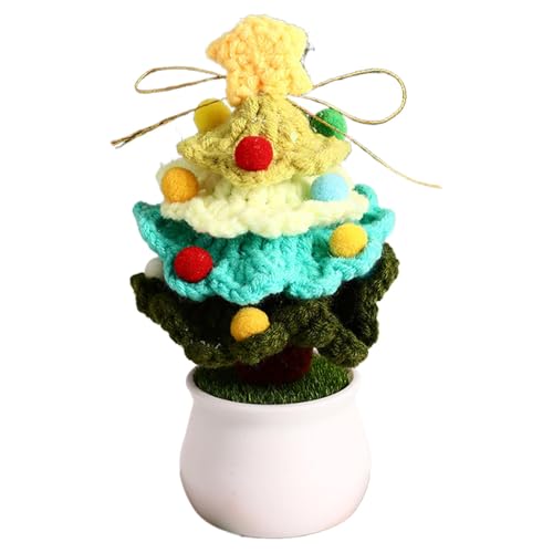 Weihnachtsbaum, gehäkelt, Blumentopf, gehäkelt, Häkelblumen, weich, gestrickt, künstliche Blumen, Häkelnadel, Weihnachtsbaumschmuck, handgefertigt von Generic