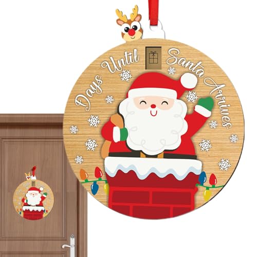 Weihnachtsbaum-Countdown-Schiebeornament, Weihnachtsbaum-Anhänger aus Holz | Countdown-Schiebekalender-Ornament - Mehrzweck-Anhängerdekoration für Wand, Schrank, Bücherregal, Kamin, Fenster von Generic