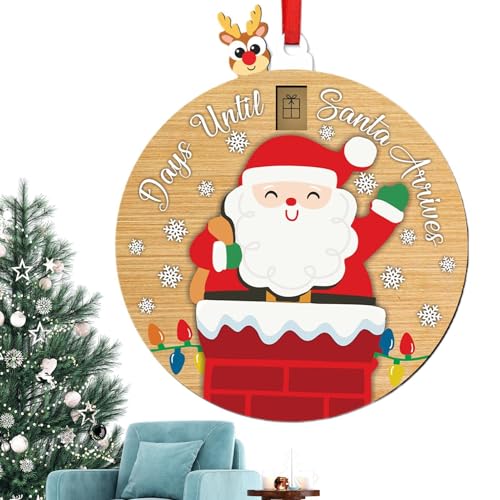 Weihnachtsbaumanhänger aus Holz, verschiebbarer Countdown-Weihnachtsschmuck,Countdown-Schiebekalender-Ornament | Klarer Druckanhänger als Dekoration für Kamin, Fenster, Wand, Schrank, Bücherregal von Generic