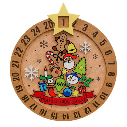 Weihnachtsdekorationen, Countdown-Kalender-Schild – Countdown Bis Weihnachten-Schild – Weihnachts-Countdown-Wandschild – Holz-Countdown-Willkommens-Türschild, Haustür-Kalendernummer, Datumsdekoration von Generic