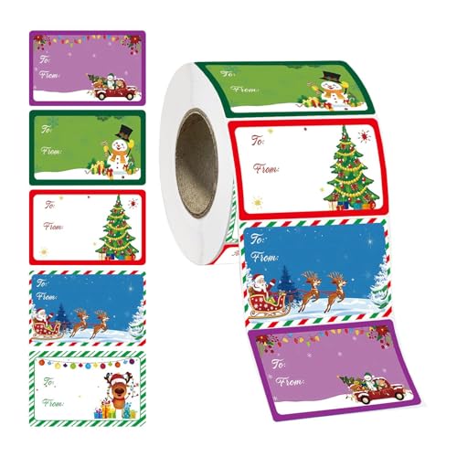 Weihnachtsetiketten-Aufkleber - 400X Weihnachts-Namensschilder-Dekorationen, Weihnachtsanhänger-Aufkleb | Selbstklebende Bastelpapier-Aufkleber, Etiketten, 7,5 X 5 Cm, Für Festival, Ge von Generic