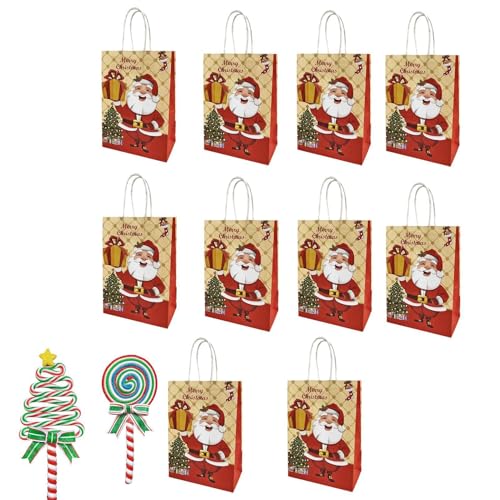 Weihnachtsgeschenktüten - Weihnachtsgeschenktüte in Handtaschenform, 10 Weihnachtsmann-Geschenktüten | Wiederverwendbare Weihnachtstüten, Griffdesign für Weihnachtsgeschenkdekoration von Generic