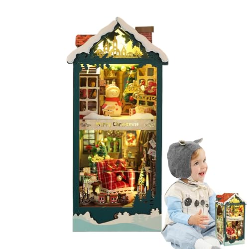 Weihnachtshaus-Buchecke Set, Weihnachts-Themen-Buchecke | Miniatur-Bastelset für Buchnooks, Diorama-Dekoration für Jugendliche und Erwachsene, Handgefertigte Weihnachtsbuchstützen, Heimdekoration für von Generic