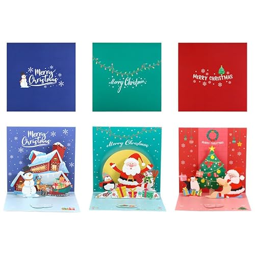 Weihnachtskarten Set, 3 Stück mit Weihnachtsmann Schneemann Weihnachtsbaum, Klappkarten Grußkarten Edel karten Christmas cards Weihnachtskarte kleine Weihnachtspostkarten für Weihnachten (1 Set) von Generic