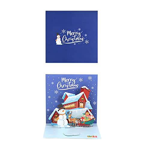 Weihnachtskarten Set, 3D Weihnachtskarte mit Grußkarte Weihnachtsbaum Schneemann und Bären, Klappkarten Grußkarten Edel weihnachten karten Christmas cards English Weihnachtskarte kleine (B) von Generic