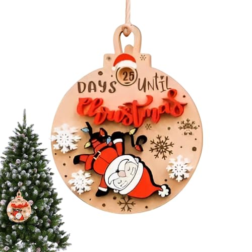 Weihnachtsmann-Weihnachtskalender – Rotierender Countdown-Ornament, Ideal Für Baumdekoration | Schiebeornament Aus Holz, Perfekt Für Die Schaffung Einer Magischen Und Festlichen Atmosphäre Im Zuhause von Generic