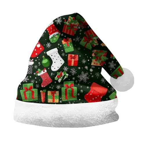 Weihnachtsmütze Unisex Christmas Mütze Dicker Plüsche Weihnachtsmann Mütze Santa Mütze Für Festliche Im Neuen Jahr (Green, M) von Generic