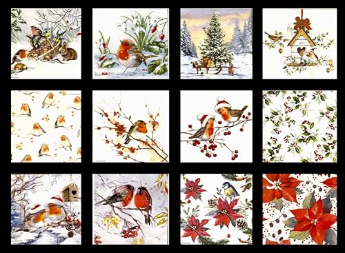 Weihnachtsservietten für Serviettentechnik, verschiedene Designs, verschiedene Vogel-Servietten, verschiedene Wintervogel Servietten, dekoratives Papier für Decoupage, schöne von Generic