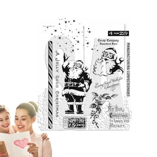 Weihnachtsstempel für die Kartengestaltung,Weihnachtsthema-Stempel - Silikon-Bastelstempel,Scrapbooking-Stempel für Kartengestaltung, Dekoration und Scrapbooking von Generic