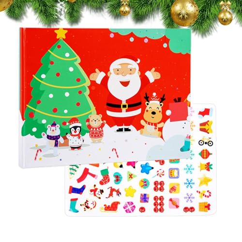 Weihnachtsstickerbücher für Kinder | Jelly Sticker Weihnachts-Aktivitätsbuch, Wiederverwendbare Weihnachtsaufkleber, Spielzeug für Kleinkinder, Lernspielzeug-Stickerbücher, Strumpffüller von Generic