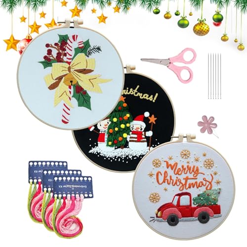 Weihnachtsstickerei-Kits, Winter-Stickset, Sticknadel-Sets für Urlaubsnähen | Exquisites Weihnachtshandwerksbedarf, Webzubehör für Liebhaber, Freunde von Generic