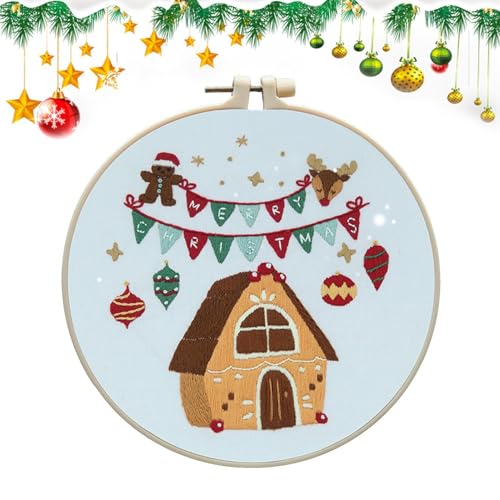 Weihnachtsstickerei-Kits, Winter-Stickset, Sticksets für Anfänger, exquisites Weihnachtshandwerksbedarf, Webzubehör für Liebhaber, Freunde von Generic