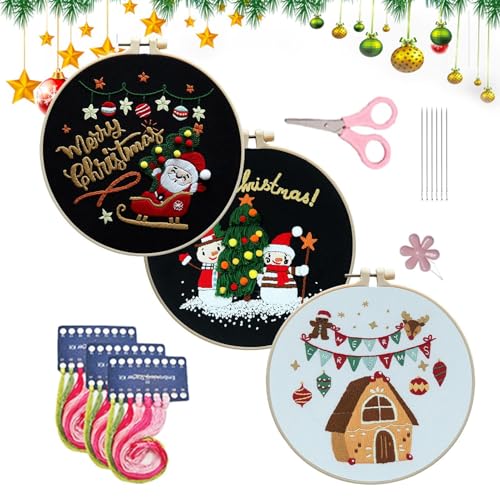 Weihnachtsstickerei-Set, Stickset für Weihnachten, für Anfänger, exquisites Weihnachtshandwerkszubehör, Webzubehör für Liebhaber, Freunde von Generic