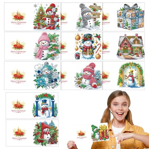 Weihnachtsstrasssteinmalerei-Kits, Weihnachtskarten mit Strasssteinen, Malkarten-Kits, Weihnachts-Kunst-Grußkarten für Mädchen, Familie, Freunde von Generic