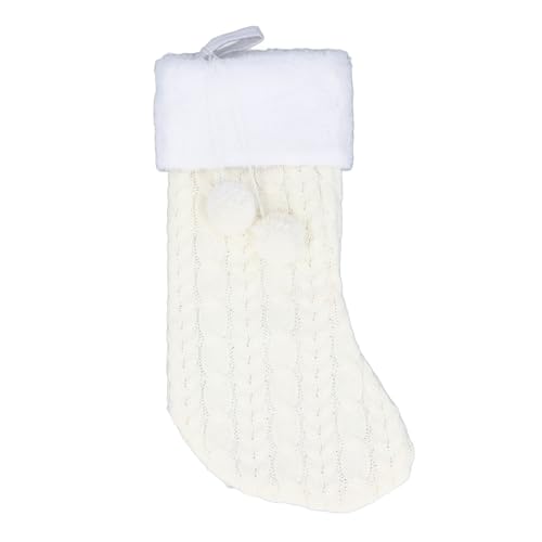 Weihnachtsstrumpf, Weich Gestrickter Feiertags-Party-Hängestrumpf für die Weihnachtsfeier-Dekoration (White) von Generic