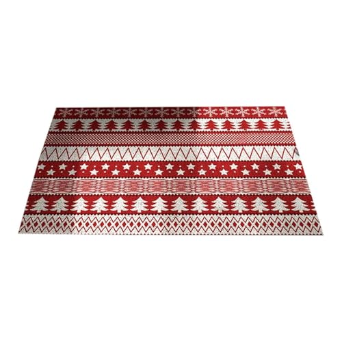 Weihnachtstischdecke 24×47 Weihnachtstischdecken Rechteckige Weihnachtsbäume Schneeflocke Rot Waschbare Tischdecke Für Party Picknick Abendessen Tischset Edel (Red, 120X60cm) von Generic