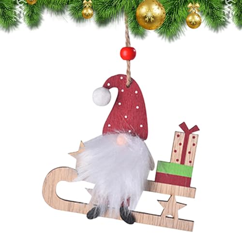 Weihnachtszwerg-Ornamente für kleine Bäume,Wichtel-Ornamente für Weihnachtsbaum - Hölzerne Zwergenbehänge zum Basteln - Weihnachtsbaumbehang, Zwerge, Ornamente, Zwerge, Heimdekoration für den Urlaub von Generic