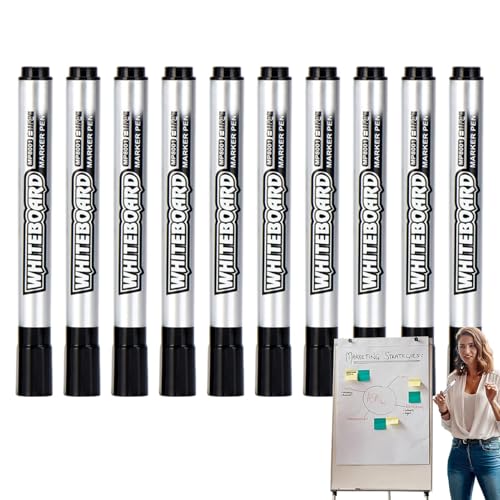 Whiteboard-Marker, Whiteboard-Stifte-Set | wasserfeste abwischbare Marker, 10 Stück, schwarze Whiteboard-Marker, trocken und feucht abwischbare Stifte im Lieferumfang enthalten von Generic