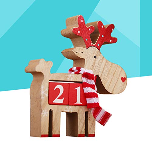 Wiederverwendbarer Adventskalender, Holz Countdown Würfel Rentier Tischdeko, Weihnachten Dauerkalender Hirsch Figur Dekoration Geschenk für Kinder von Generic