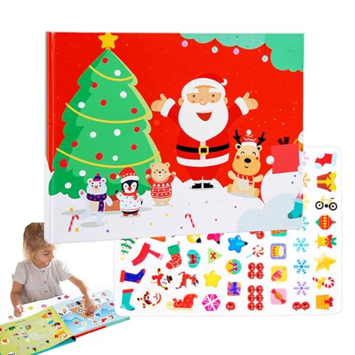 Wiederverwendbares Weihnachts-Stickerbuch, Weihnachts-Stickerbuch für Kleinkinder,Jelly Sticker Book Lernspielzeug - Wiederverwendbare Stickerbücher, Lernspielzeug, Weihnachtsaktivitäten, Kunsthandwer von Generic