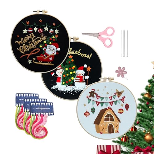 Winter Stickset, Weihnachts Ornament Stickerei Set | Sticksets Weihnachtsornamente für Anfänger - Stickset Weihnachtsornament Stickset Weihnachten Muster Strickset Kunstbedarf von Generic