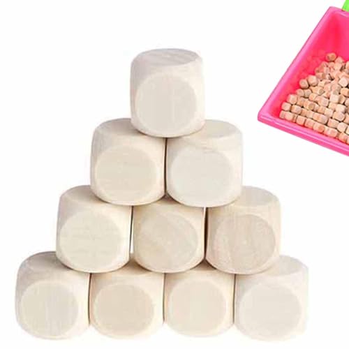 Wooden Blocks for Crafts - 10Pcs Wooden Cubes Crafts Blank Dice Set, Wooden Dice, Wooden Dice, 6-Sided Wood Cubes, Wood Square Dices Blocks with Rounded Corners von Generic