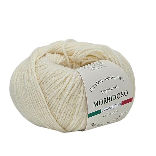 Woolly Yarn 100% Merinowolle, einlaufsicher, zum Häkeln und Stricken, Baby-Wolle, einfarbig, 50g, 150m, für Bekleidungsdecken und mehr (Creme) von Generic