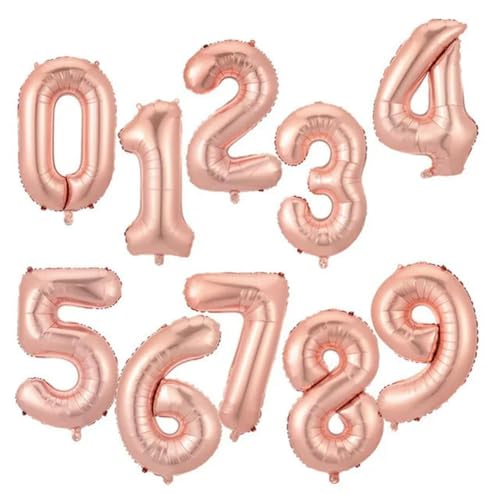 XXL groß 100cm Helium Ballon, Folienballon Folie Zahlen-rose gold-NUMBER 1 von Generic