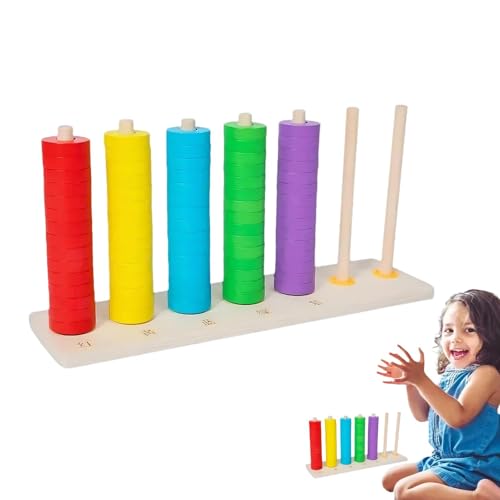 Zählstick – Mathematische Lernwerkzeuge für Kinder, Zählen aus Holz, Abacus Toy | Rainbow Ring Math Counter, buntes Zählen Holzperlen, Spielzeug zum Rechnen für Schüler von Generic