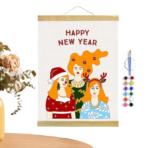 Zeichenpapierrolle für Zeichenpapierrolle - Ölgemälde Weihnachten Ausmalen Malen Scroll | Weihnachtswandmalerei mit Pinsel und Palette, Bilder-Set zum Ausmalen für von Generic