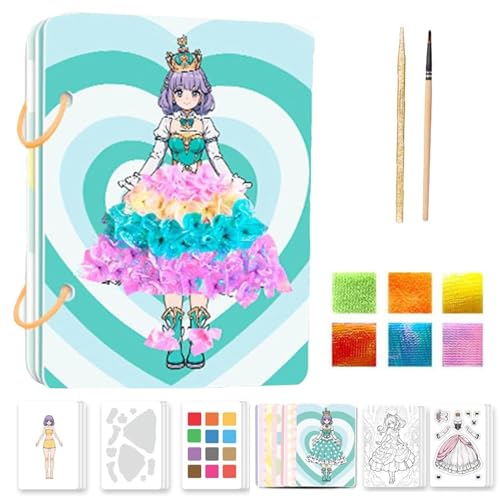 Ziemlich hübsches Prinzessin -Spiel, Sticker Dress -up -Buch für Mädchen | Prinzessin Puzzle Fun Kids Activity Kit,Bildungsspielzeug, Kinderkleber, Kunsthandwerk für Familie, Freunde, Zuhause von Generic