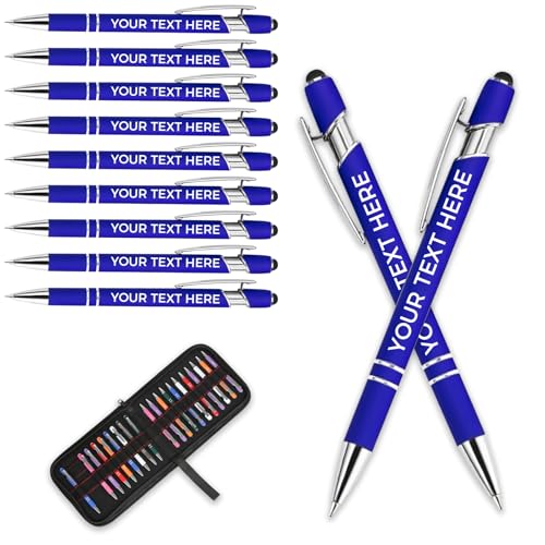 kugelschreiber personalisiert mit gravur,personalisierte kugelschreiber mit touchpen,personalisierter kugelschreiber set,kugelschreiber hochwertig mit gravur(Blau,10 stück) von Generic