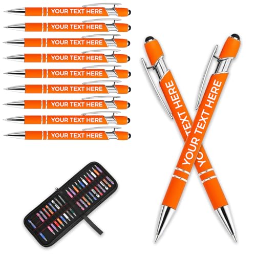 kugelschreiber personalisiert mit gravur,personalisierte kugelschreiber mit touchpen,personalisierter kugelschreiber set,kugelschreiber hochwertig mit gravur(Orange,10 stück) von Generic