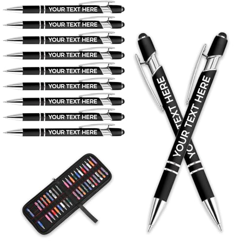 kugelschreiber personalisiert mit gravur,personalisierte kugelschreiber mit touchpen,personalisierter kugelschreiber set,kugelschreiber hochwertig mit gravur(Schwarz,10 stück) von Generic