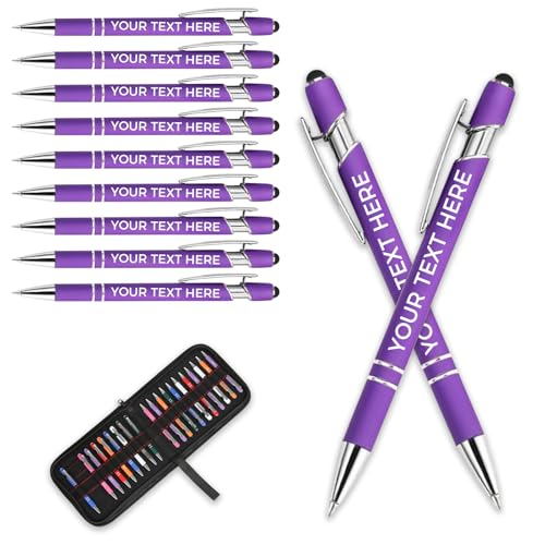 kugelschreiber personalisiert mit gravur,personalisierte kugelschreiber mit touchpen,personalisierter kugelschreiber set,kugelschreiber hochwertig mit gravur(Violett,10 stück) von Generic