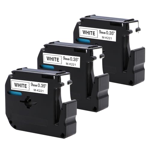 nanologi 3x Kompatibel für Schriftbänder als Ersatz für Brother P-touch M-K221, Bänder 9mm x 8m, MK221 M 221 Schriftband, Schwarz auf Weiß, Etikettenband für Brother PT-85 75 55 65 80 90 PTM95 von Generic