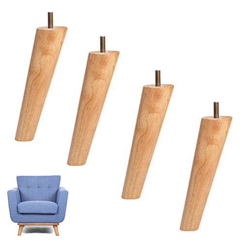 x Sofabeine aus Massivholz, zuverlässige Möbelbeine aus Holz, Teile für konische Teetische, TV-Schrankbeine, Sofafüße mit M10-Stockschrauben mit Gewinde für Couch, Sessel, Liegesessel, Holzf von Generic