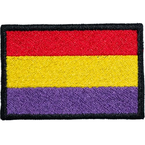 Aufnäher, Flagge der Republik, 6 cm x 4 cm, bestickt, zum Aufbügeln, Schwarz von Genérico