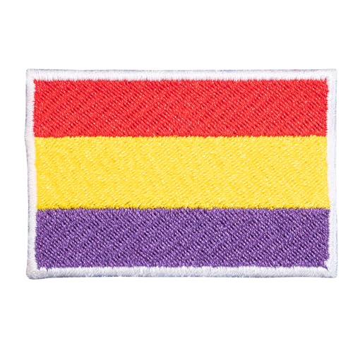 Aufnäher, Flagge der Republik, Textilerie, 6 cm x 4 cm, rechteckig, bestickt, zum Aufbügeln, Weiß von Genérico