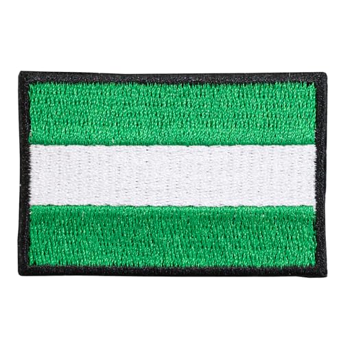 Aufnäher, Flagge von Andalusien, Latextileria, 6 cm x 4 cm, rechteckig, bestickt, zum Aufbügeln, Schwarz von Genérico