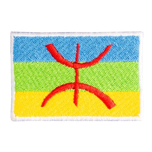 Aufnäher Amazigh Flagge, LaTextileria, 6 cm x 4 cm, bestickt, zum Aufbügeln, Weiß von Genérico