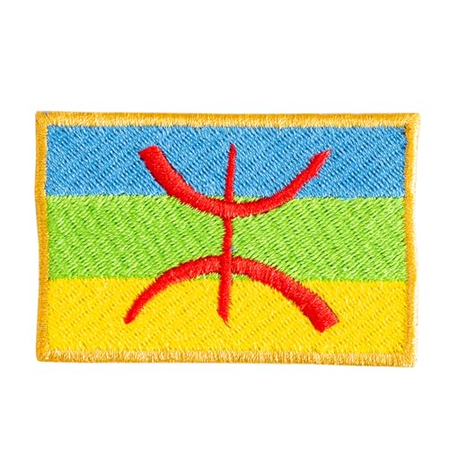 Aufnäher Amazigh Flagge - LaTextileria - ein Patch 6 cm x 4 cm - rechteckig - bestickt mit Aufbügler - Gold von Genérico