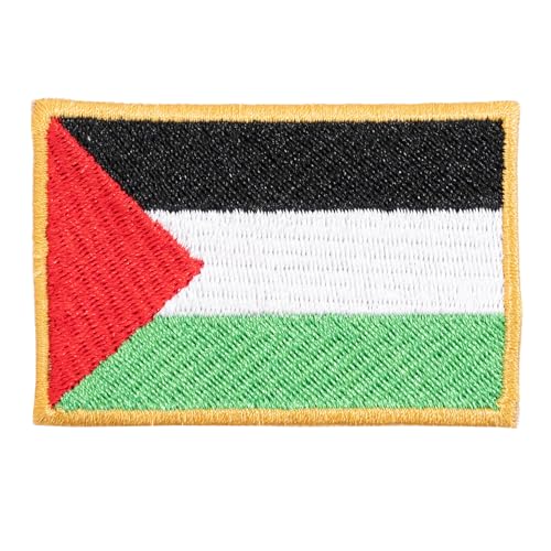 Aufnäher Flagge Palästina - La Textileria - ein Patch 6 cm x 4 cm - rechteckig - Stickerei zum Aufbügeln - Gold von Genérico