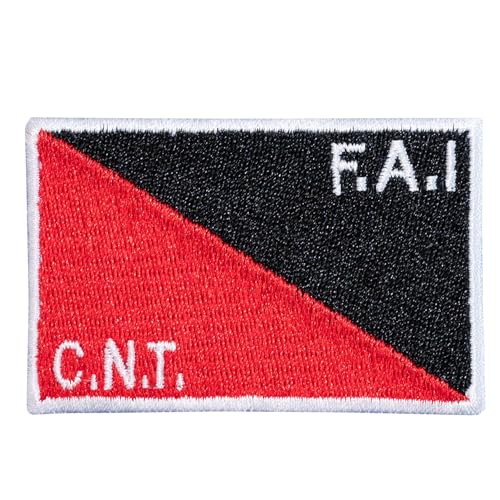 Aufnäher mit Flagge F.A.I/C.N.T – La Textileria – ein Aufnäher 6 cm x 4 cm – rechteckig – zum Aufbügeln – Weiß von Genérico