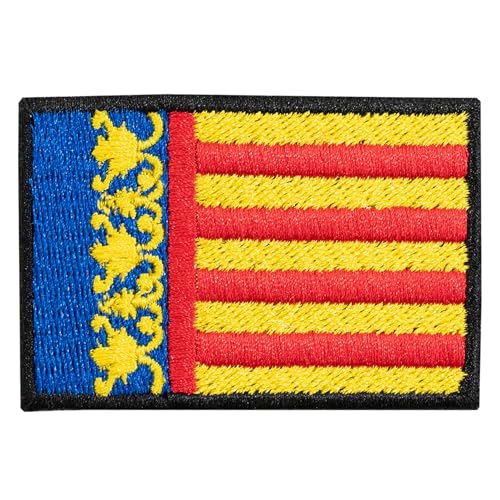 Aufnäher mit Flagge der valencianischen Gemeinschaft, La Textileria, 6 cm x 4 cm, rechteckig, bestickt, zum Aufbügeln, Schwarz von Genérico